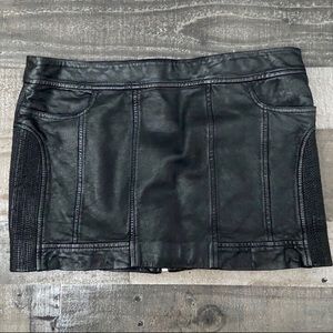 AllSaints Genuine Leather Moto Mini Biker Skirt